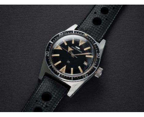 A VERY RARE GENTLEMAN'S STAINLESS STEEL JAQUET DROZ 25 "SKIN DIVER" WRIST WATCH CIRCA 1960s, REF. 2000 WITH GLOSS BLACK DIAL 
