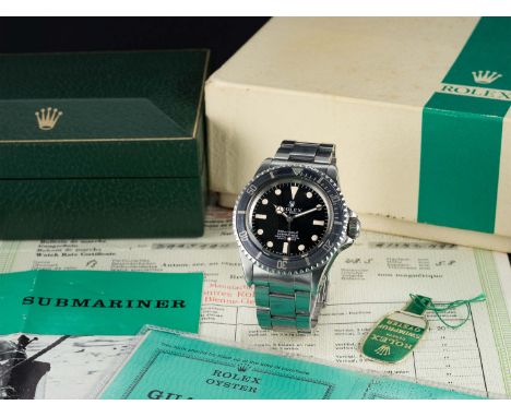 A VERY RARE GENTLEMAN'S STAINLESS STEEL ROLEX OYSTER PERPETUAL "STEVE MCQUEEN" SUBMARINER BRACELET WATCHCIRCA 1969, REF. 5512