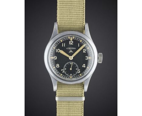 A RARE GENTLEMAN'S BRITISH MILITARY LEMANIA W.W.W. WRIST WATCH CIRCA 1940s, PART OF THE "DIRTY DOZEN"Movement: Manual wind, c