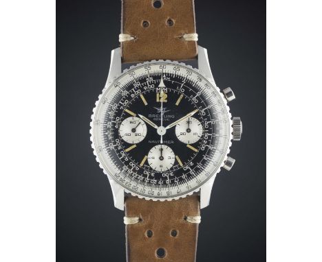 A GENTLEMAN'S STAINLESS STEEL BREITLING NAVITIMER CHRONOGRAPH WRIST WATCH CIRCA 1966, REF. 806Movement: 17J, manual wind, Ven