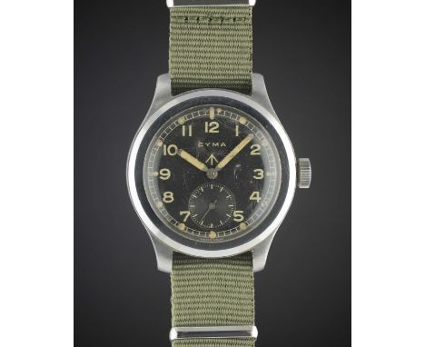 A GENTLEMAN'S STAINLESS STEEL BRITISH MILITARY CYMA W.W.W. WRIST WATCH CIRCA 1940s, PART OF THE "DIRTY DOZEN"Movement: 15J, m