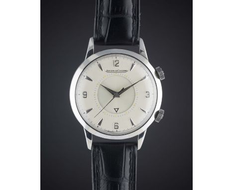 A GENTLEMAN'S STAINLESS STEEL JAEGER LECOULTRE MEMOVOX AUTOMATIC ALARM WRIST WATCHCIRCA 1960sMovement: 17J, "bumper" automati