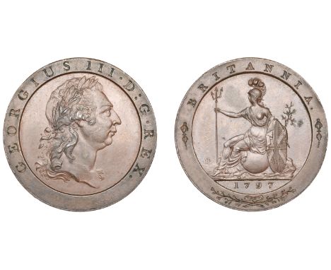 George III (1760-1820), Soho Mint, Birmingham, Pattern Penny, 1797 (late Soho), by C.H. Küchler, in copper, large undraped bu