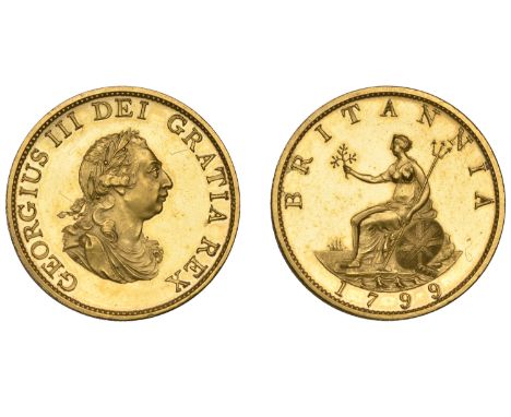 George III (1760-1820), Soho Mint, Birmingham, Pattern Halfpenny, 1799 (late Soho), by C.H. Küchler, in gilt-copper, from cur