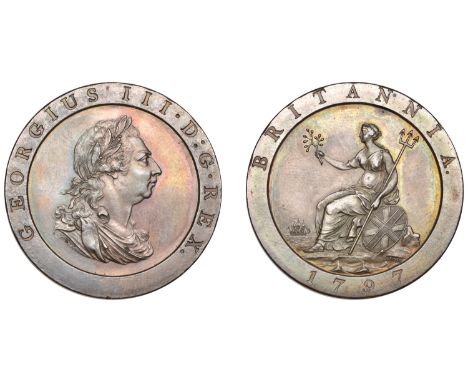 George III (1760-1820), Soho Mint, Birmingham, Proof Penny, 1797 (late Soho), in copper, obv. from a retouched currency die, 