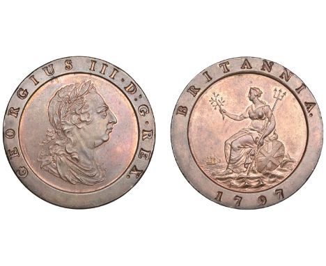 George III (1760-1820), Soho Mint, Birmingham, Proof Twopence, 1797 (early Soho), in copper, draped bust right, wreath of 10 