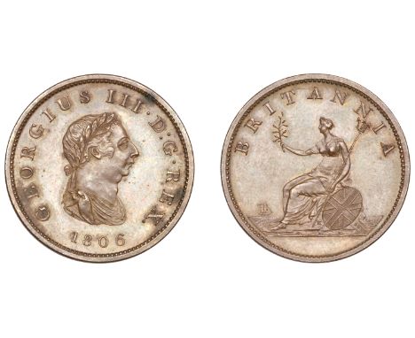 George III (1760-1820), Soho Mint, Birmingham, Proof Halfpenny, 1806 (late Soho), in copper, from currency dies [obv. altered