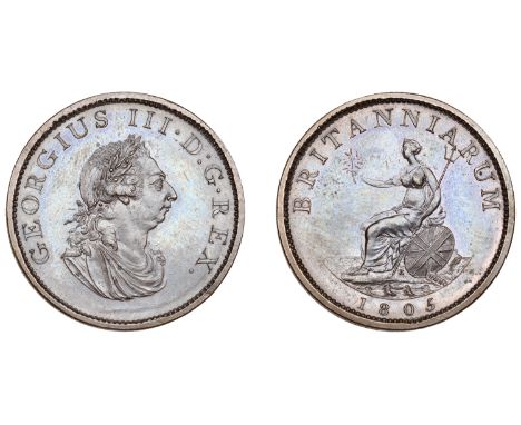 George III (1760-1820), Soho Mint, Birmingham, Pattern Halfpenny, 1805 (late Soho), by C.H. Küchler, in copper, laureate bust