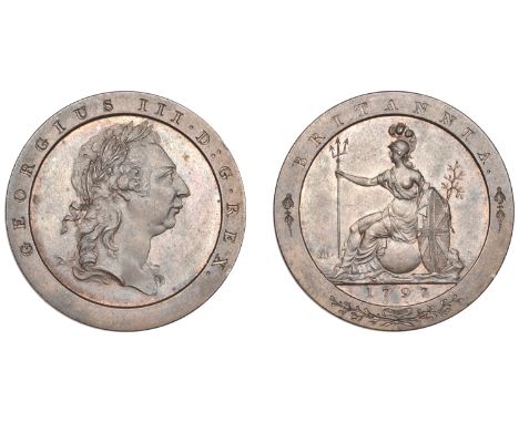 George III (1760-1820), Soho Mint, Birmingham, Pattern Penny, 1797 (late Soho), by C.H. Küchler, in copper, large undraped bu