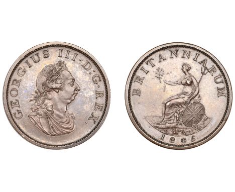 George III (1760-1820), Soho Mint, Birmingham, Pattern Halfpenny, 1805 (late Soho), by C.H. Küchler, in bronzed-copper, laure