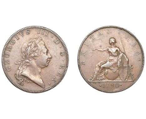 George III (1760-1820), Soho Mint, Birmingham, Pattern Halfpenny, 1790 (early Soho), by J.-P. Droz, in copper, laureate bust 