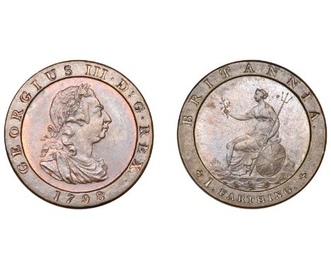 George III (1760-1820), Soho Mint, Birmingham, Pattern Farthing, 1798 (early Soho), by C.H. Küchler, in copper, laureate bust