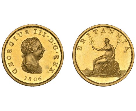 George III (1760-1820), Soho Mint, Birmingham, Proof Halfpenny, 1806 (late Soho), in gilt-copper, laureate bust right, rust s