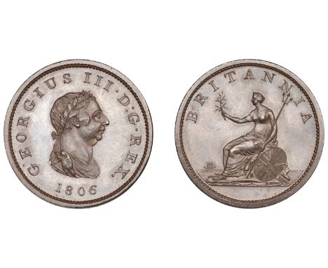 George III (1760-1820), Soho Mint, Birmingham, Proof Halfpenny, 1806 (late Soho), in bronzed-copper, laureate bust right, wre