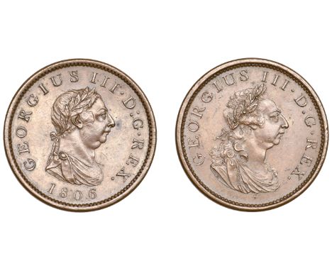 An exceptionally rare mule English/Irish Penny, 1806/1805   George III (1760-1820), Soho Mint, Birmingham, Mule Penny, 1806 (