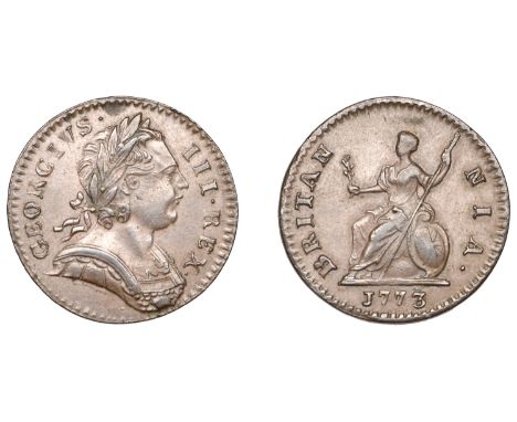 George III (1760-1820), Tower Mint, London, Farthing, 1773, obv. 2, laureate bust right, top line of scales on breast-plate a