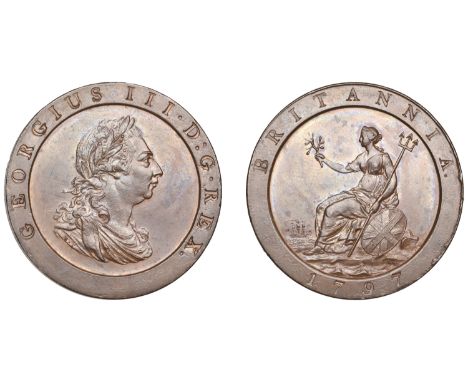 George III (1760-1820), Soho Mint, Birmingham, Penny, 1797, small draped bust right, wreath of 11 leaves and 2 berries, upper