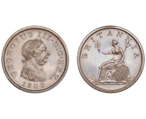 George III (1760-1820), Soho Mint, Birmingham, Proof Penny, 1806 (late Soho), in bronzed-copper, draped bust right with wreat