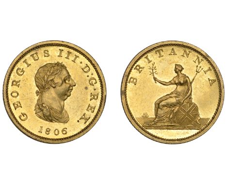 George III (1760-1820), Soho Mint, Birmingham, Proof Halfpenny, 1806 (late Soho), in gilt-copper, laureate bust right, wreath