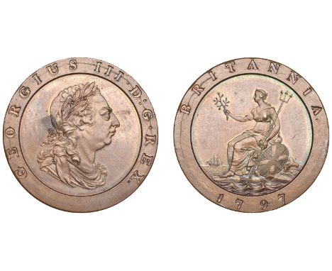 George III (1760-1820), Soho Mint, Birmingham, Proof Twopence, 1797 (late Soho), in copper, draped bust right, wreath of 10 l