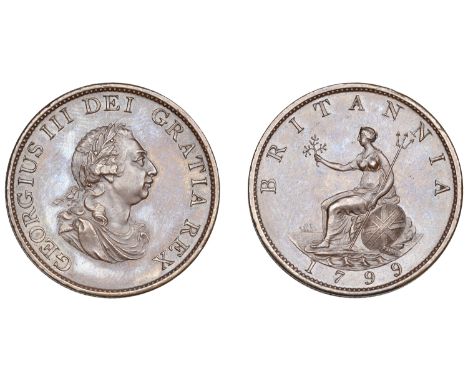 George III (1760-1820), Soho Mint, Birmingham, Pattern Halfpenny, 1799 (late Soho), by C.H. Küchler, in bronzed-copper, from 