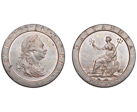 George III (1760-1820), Soho Mint, Birmingham, Penny, 1797, small draped bust right, wreath of 11 leaves and 2 berries, upper