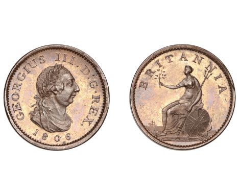 George III (1760-1820), Taylor Workshop, London, Restrike Pattern Farthing, 1806, by W.J. Taylor after C.H. Küchler, in bronz