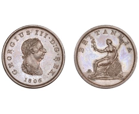 George III (1760-1820), Soho Mint, Birmingham, Proof Halfpenny, 1806 (late Soho), in bronzed-copper, laureate bust right, wre