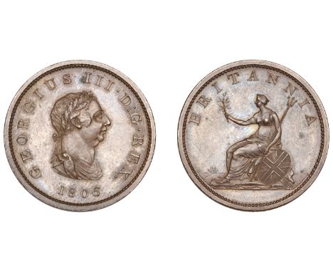 George III (1760-1820), Soho Mint, Birmingham, Proof Halfpenny, 1806 (late Soho), in bronzed-copper, laureate bust right, wre