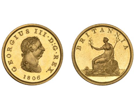 George III (1760-1820), Soho Mint, Birmingham, Proof Halfpenny, 1806 (late Soho), in gilt-copper, laureate bust right, wreath