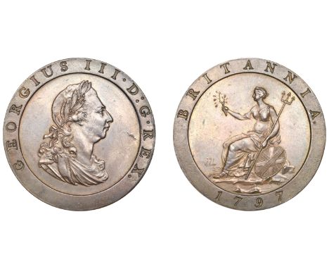 George III (1760-1820), Soho Mint, Birmingham, Proof Penny, 1797 (late Soho), in copper, obv. from a retouched currency die, 