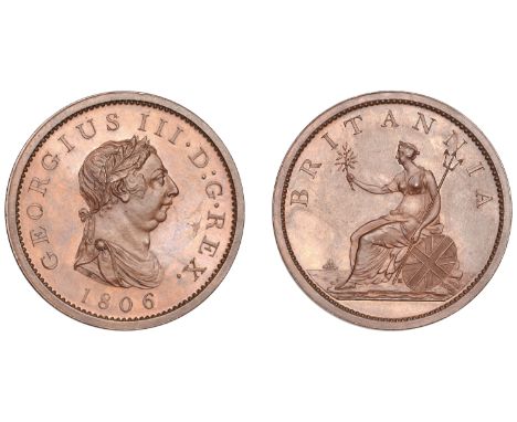 George III (1760-1820), Taylor Workshop, London, Restrike Proof Penny, 1806, in bronzed-copper, draped bust right with wreath