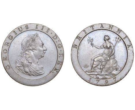 George III (1760-1820), Soho Mint, Birmingham, Penny, 1797, small draped bust right, wreath of 11 leaves and 2 berries, upper