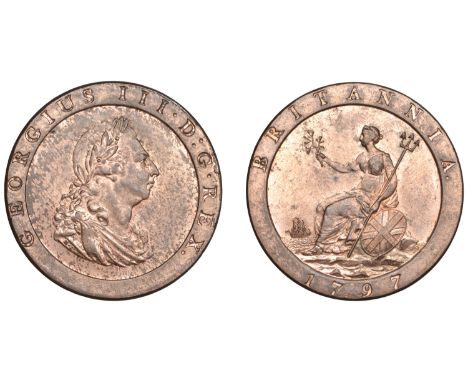 George III (1760-1820), Soho Mint, Birmingham, Penny, 1797, small draped bust right, wreath of 10 leaves and 2 berries, tip o