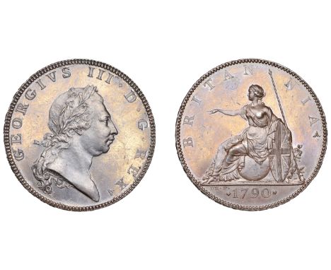 George III (1760-1820), Soho Mint, Birmingham, Pattern Halfpenny, 1790 (late Soho), by J.-P. Droz, in bronzed-copper, laureat