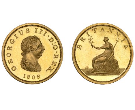 George III (1760-1820), Soho Mint, Birmingham, Proof Halfpenny, 1806 (early Soho), in gilt-copper, laureate bust right, wreat