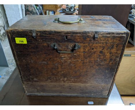 An oak engineer's tool chest with two short and three long drawers with sliding front, containing various engineering tools, 