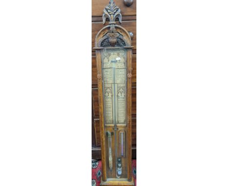 A late 19th century oak cased Admiral Fitzroys Barometer, 118.5cm hLocation: 