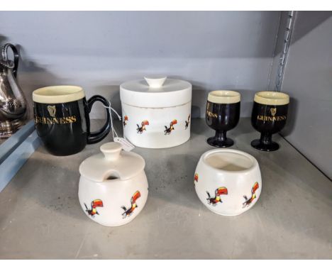 Carlton ware Guinness advertising ceramics comprising two eggcups, condiments, a mug and a lidded pot  Location: 2.3 