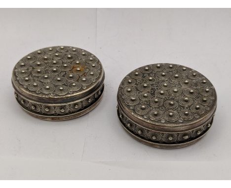 A pair of North African trinket boxes, stamped 900, total weight 177.2gLocation: 