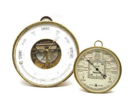 A Negretti and Zambra Admiral Fitzroy's storm mercury barometer, together with two further smaller brass wall examples to inc