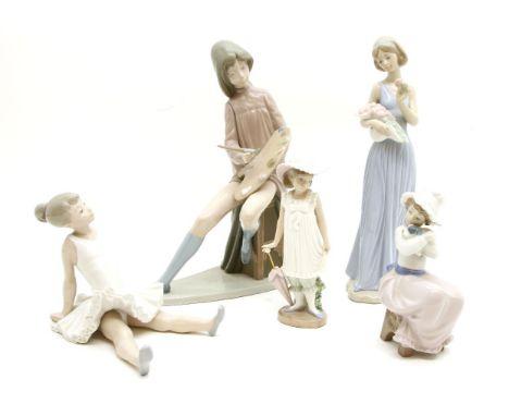 A collection of Nao figures, to include an artist and her palette, a boy in a cowboy hat and a ballerina (11)