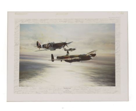 Robert Taylor 'Memorial Flight' print, signed by over ninety Battle of Britain pilots and crew
