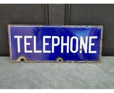 A vintage enamel double-sided 'Telephone' sign,&nbsp;22.5 x 55.5cm. 