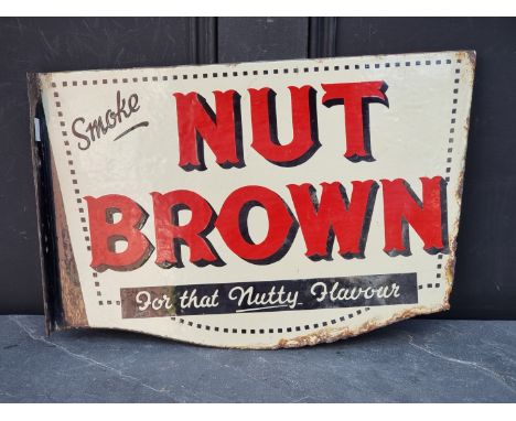 Advertising:&nbsp;a vintage enamel double-sided 'Nut Brown' tobacco sign, 30.5 x 45.5cm. 