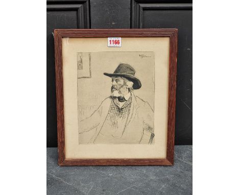 Walter Greaves,&nbsp;'Portrait of Thomas Carlyle', pen, ink and wash, signed, 30 x 25cm; together with a biography of Thomas 