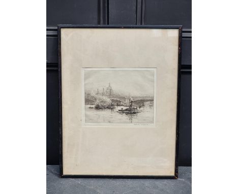 Roland Langmaid, 'Blackfriars Bridge and St Paul's from The Thames', signed in pencil, etching, pl.18.5 x 24cm.&nbsp;&nbsp; 