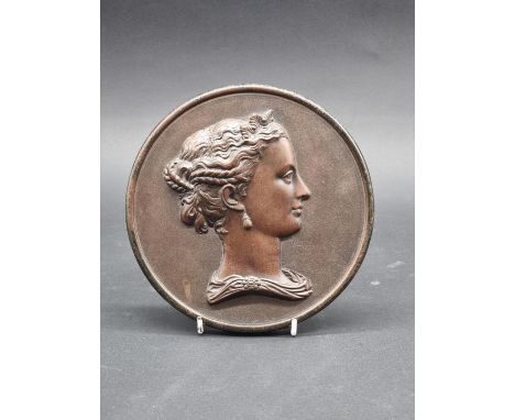 A 19th century Bois Durci portrait medallion, 20cm diameter.&nbsp; 