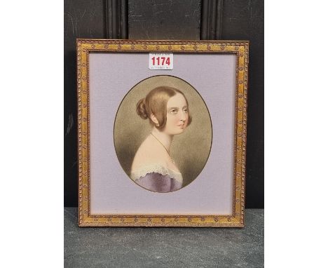After Sir William Ross,&nbsp;head and shoulders portrait of Queen Victoria, watercolour, 15.5 x 13cm oval. 