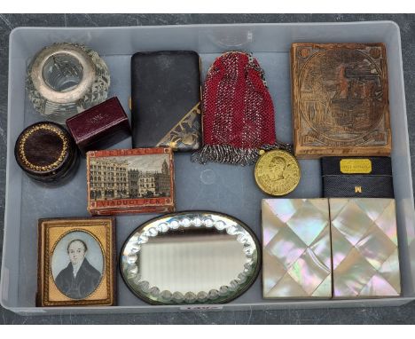 An interesting mixed group of works of art and similar,&nbsp;to include: a small portrait miniature on ivory; and a small box